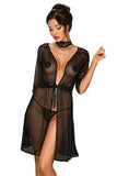 Seductive Lace Negligee Set with Choker and Bow
