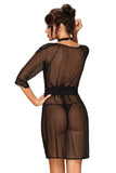 Seductive Lace Negligee Set with Choker and Bow