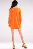 Loose-Fitting Velour Dress with Heart Neckline and Sleeves