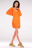Loose-Fitting Velour Dress with Heart Neckline and Sleeves