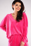 Feminine Heart-Neck Sweatshirt with Drawstring Hem