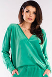 Feminine Heart-Neck Sweatshirt with Drawstring Hem