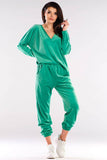 Feminine Heart-Neck Sweatshirt with Drawstring Hem