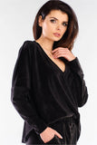 Feminine Heart-Neck Sweatshirt with Drawstring Hem