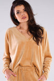 Urban Style Loose Fit Sweatshirt with Heart Neckline