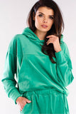 Velour Hooded Kangaroo Sweatshirt - Classic Loose Fit