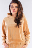 Velour Hooded Kangaroo Sweatshirt in Classic Loose Cut