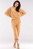Velour Hooded Kangaroo Sweatshirt in Classic Loose Cut