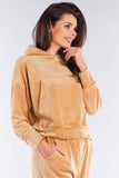 Velour Hooded Kangaroo Sweatshirt in Classic Loose Cut