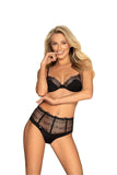 Elegant Black Lace Bra and Brazilian Thong Set