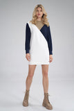 Tri-Color Cotton Dress with Welt Finish and Simple Cut