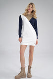 Tri-Color Cotton Dress with Welt Finish and Simple Cut