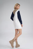 Tri-Color Cotton Dress with Welt Finish and Simple Cut