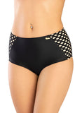 Comfortable Openwork Swim Briefs in Black and Beige