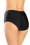 Comfortable Openwork Swim Briefs in Black and Beige