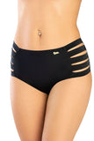 Stylish Black Swim Briefs with Striking Hip Stripes