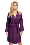 Striking Purple Satin Bathrobe with Mosaic Shoulders