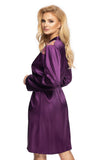 Striking Purple Satin Bathrobe with Mosaic Shoulders