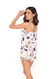 Floral Watercolor Print Missy Pajamas with Frill Shorts