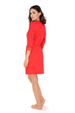 Elegant Red Lace-Trimmed Negligee with Waist Belt