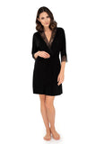 Elegant Black Lace-Trimmed Negligee with Waist Belt