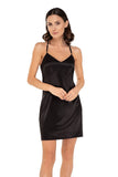 Elegant Black Satin Nightdress with Lace Back Detail