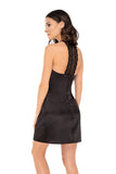 Elegant Black Satin Nightdress with Lace Back Detail