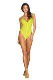 Vibrant neon bodysuit, soft mesh, adjustable straps, perfect fit.