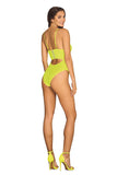 Vibrant neon bodysuit, soft mesh, adjustable straps, perfect fit.