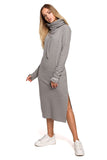 Chic Knitted Maxi Dress with Side Slit and Pockets