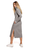 Chic Knitted Maxi Dress with Side Slit and Pockets