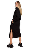 Cozy Knitted Maxi Dress with Side Slit and Pockets