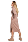 Comfortable Knitted Maxi Dress with Side Slit and Pockets