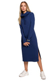 Comfortable Knitted Maxi Dress with Side Slit and Pockets