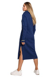 Comfortable Knitted Maxi Dress with Side Slit and Pockets