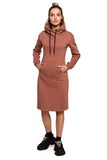 Cozy Knee-Length Dress with High Collar and Knit Texture