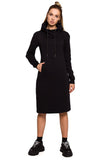 Cozy Knee-Length Dress with High Collar in Knitwear