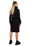 Cozy Knee-Length Dress with High Collar in Knitwear
