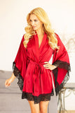Elegant Satin Housecoat with Wide Sleeves and Adjustable Belt