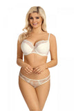 Lace Floral Pattern Beige Feminine Panties with Tulle Mesh