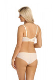 Lace Floral Pattern Beige Feminine Panties with Tulle Mesh