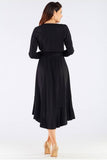Elegant Viscose Ladies Dress with Frills and Waist Tie