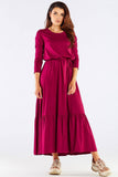 Charming Viscose Long Dress with Frill and Belt