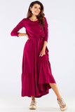 Charming Viscose Long Dress with Frill and Belt