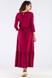 Charming Viscose Long Dress with Frill and Belt