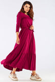 Charming Viscose Long Dress with Frill and Belt