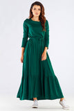 Charming Frill Long Dress with Belt - Comfortable & Elegant