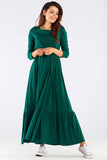 Charming Frill Long Dress with Belt - Comfortable & Elegant