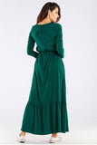 Charming Frill Long Dress with Belt - Comfortable & Elegant