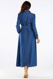 Chic Buttoned Maxi Dress with Collared Belt and Print